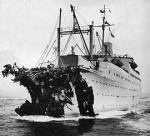MV Azores after a collision at sea in 1956
